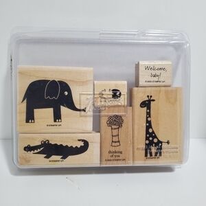 Stampin up assorted set 6 stamps animal baby floral shower card making scrapbook